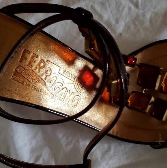 Salvatore Ferragamo Jeweled Heels. TAMARA WOMENS Size 9 ITALIAN W/ BOX - Picture 7 of 13